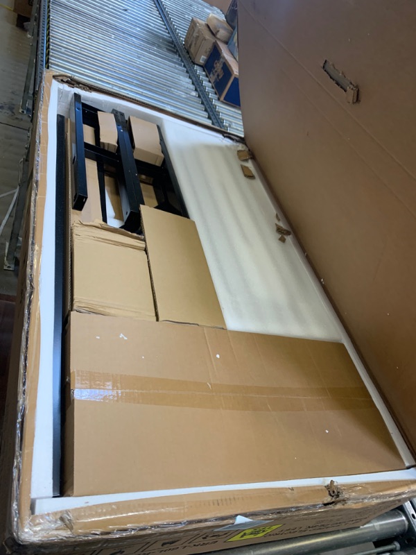 Photo 1 of EUREKA ERGONOMIC L Shaped Standing Desk with Keyboard Tray, 61" Electric Height Adjustable Computer Desk with Monitor Stand & LED Strips, Dual Motor Sit Stand Up Corner Gaming Desk, Left/Rustic Brown Rustic Brown 61" Left Side --- Box Packaging Damaged, I