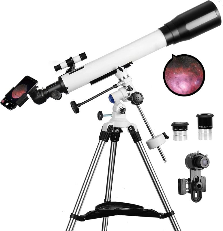 Photo 1 of Telescopes for Adults, 70mm Aperture and 700mm Focal Length Professional Astronomy Refractor Telescope for Kids and Beginners - with EQ Mount, 2 Plossl Eyepieces and Smartphone Adapter
