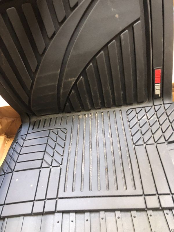 Photo 1 of Motor Trend FlexTough Advanced Black Rubber Car Floor Mats with Cargo Liner Full Set - Front & Rear Combo Trim to Fit Floor Mats for Cars Van SUV, All Weather Automotive Floor Liners