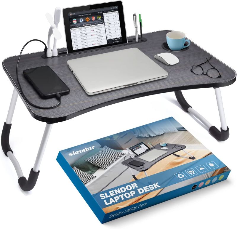 Photo 1 of Slendor Laptop Desk Foldable Bed Table Folding Breakfast Tray Portable Lap Standing Desk Notebook Stand Reading Holder for Bed/Couch/Sofa/Floor --- Box Packaging Damaged, Item is New

