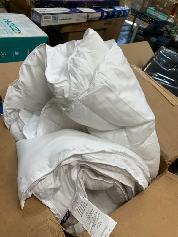 Photo 1 of 90" x 92: White Comforter --- Box Packaging Damaged, Moderate Use, Dirty From Previous Use
