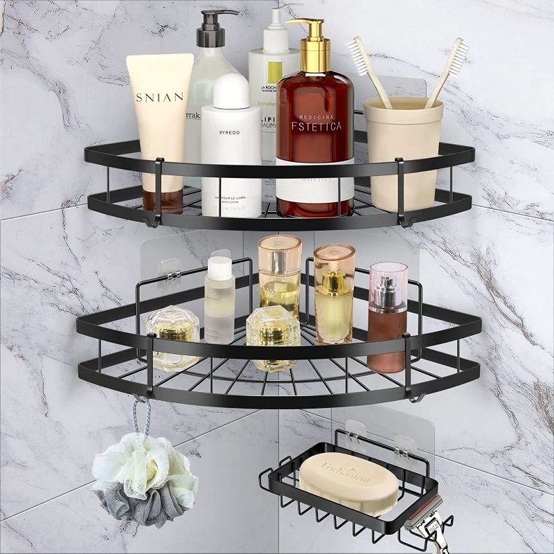 Photo 1 of 
PAMANO Corner Shower Caddy, 3-Pack Bathroom Organizer Shelves 8 Hooks, Rustproof Shower Rack Storage Shampoo Holder Bathtub Accessories for Bathroom, Toilet, Kitchen, Dorm
