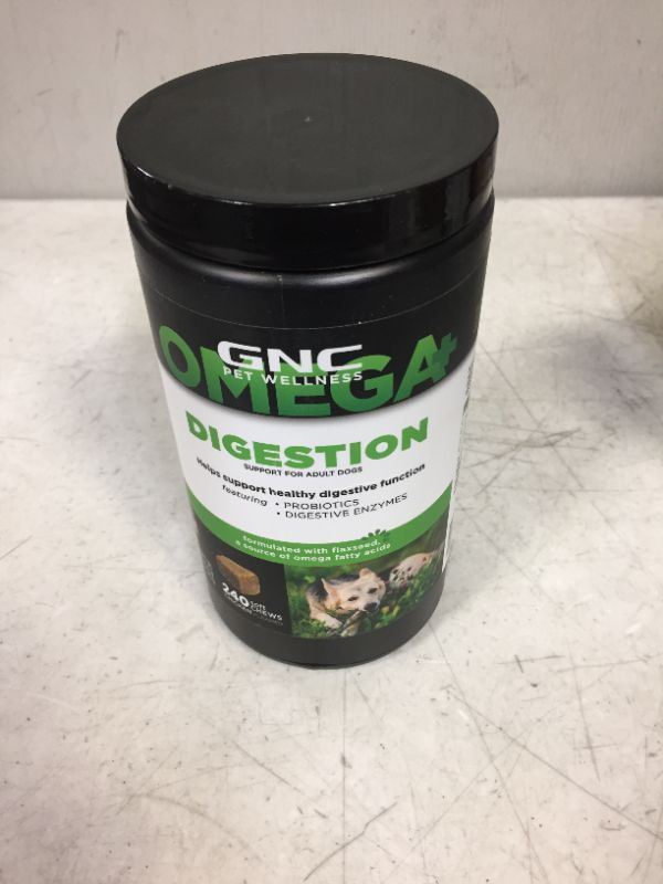 Photo 2 of GNC Pets OMEGA Dog Supplements-Dog Vitamins and Supplements, Pet Supplements for Dog Health and Support-Chicken Flavored Dog Soft Chews-Dog Chews for Calming, Joint health, and More-Made in the USA 240 Count Digestion BEST BY- 01/2023