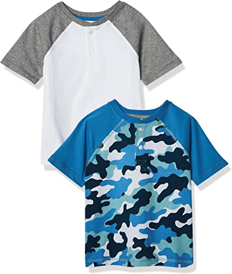 Photo 1 of Amazon Essentials Boys' Short-Sleeve Henley T-Shirts, Pack of 2 SIZE XL 

