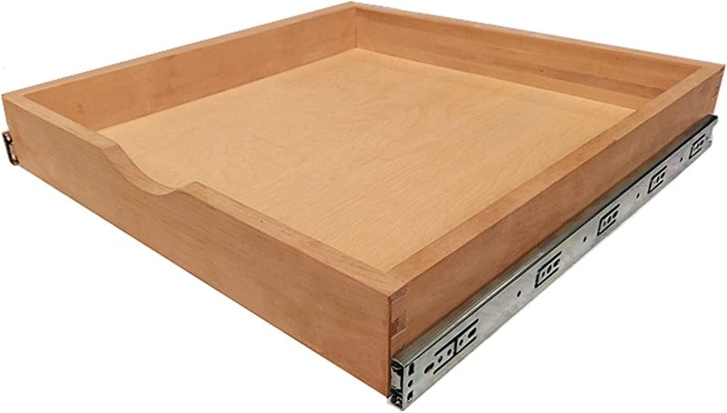Photo 1 of 29'' Width Cabinet Roll Out Tray Wood Pull Out Tray Drawer Box Kitchen Cabinet Organizer, Cabinet Slide Out Shelves, Include Side Mount Drawer Tracks Glides Wood Spacers ( USED ITEM )