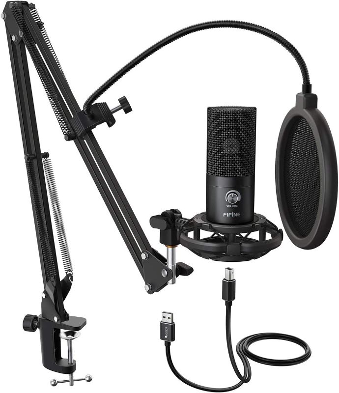 Photo 1 of FIFINE Studio Condenser USB Microphone Computer PC Microphone Kit with Adjustable Scissor Arm Stand Shock Mount for Instruments Voice Overs Recording Podcasting YouTube Karaoke Gaming Streaming-T669
