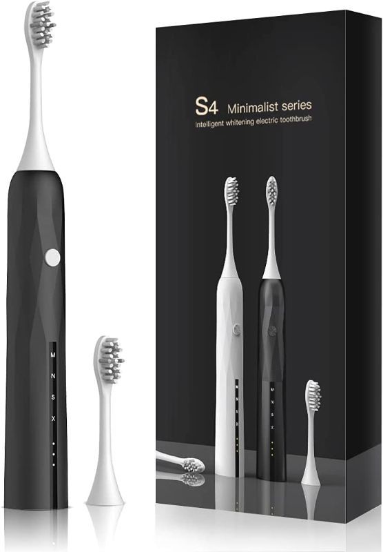 Photo 1 of AGOAL Electric Toothbrush, Toothbrush for Adults with 2 Dupont Bursh Heads, Ultra Cleaning with 4 Modes 4 Hours Charging for 30 Days Use,Waterproof IPX7, S4 Black Rechargeable Power Toothbrush- COLOR: BLACK (FACTORY SEALED)