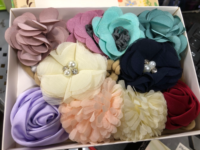 Photo 2 of Fancy Clouds Baby Girl Headbands with Bows Flowers,Soft Nylon Hair Accessories for Newborn Infant Toddler Hairbands Gifts Wild flower free size