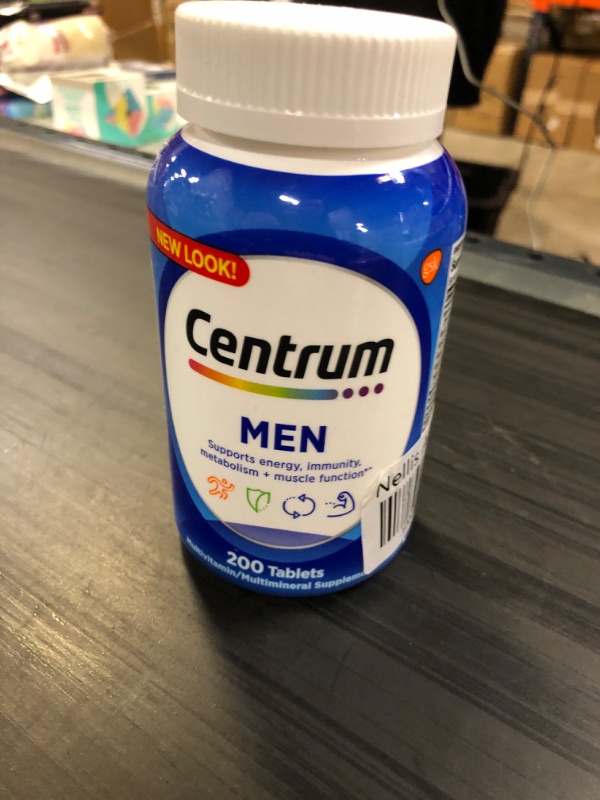 Photo 2 of Centrum Multivitamin for Men, Multivitamin/Multimineral Supplement with Vitamin D3, B Vitamins and Antioxidants, Gluten Free, Non-GMO Ingredients - 200 Count New 200 Count (Pack of 1)
BEST BY 07/2023