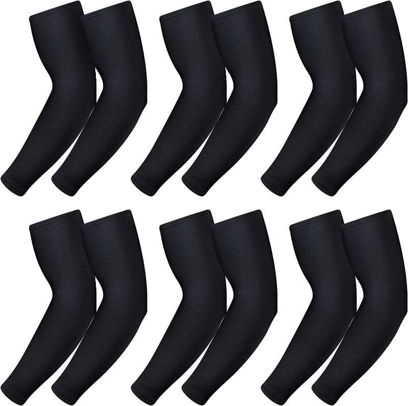 Photo 1 of 6 Pairs Thermal Arm Warmer Sleeves Arm Compression Sleeves for Men Women Winter Cycling Running Outdoor Sports-XL
