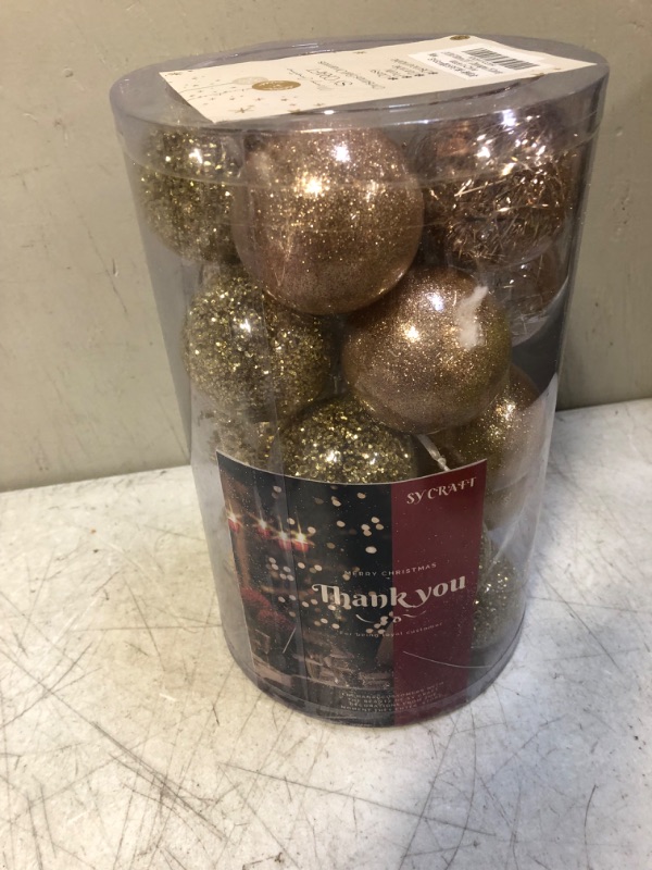 Photo 2 of 6cm/2.36 inch Christmas Ball Ornaments Shatterproof Clear Plastic Christmas Decoration Xms Balls Baubles Set with Stuffed Delicate Decoractions (Champagne,25 Counts) Champagne 6cm/2.36 in