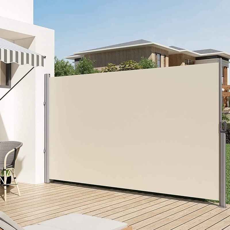 Photo 1 of 118" x 71" Retractable Side Awning,Waterproof & UV-Resistant,Folding Privacy Screen Room Divider Roll Up Balcony?Beige?