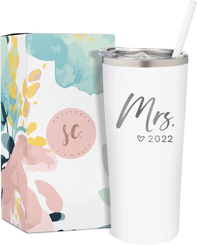 Photo 1 of  The Mrs. Est. 2022 Engraved Stainless Steel Vacuum Insulated For Bride Tumbler | Bride to Be Gifts | Bride 2022 | Bridal Shower Gift | Engagement Gift | Bachelorette