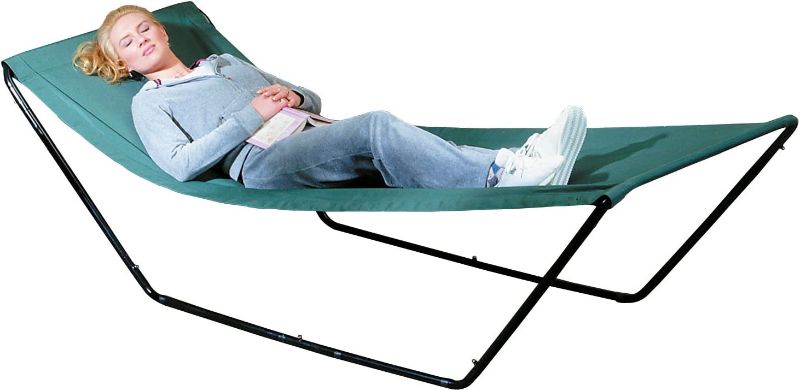 Photo 1 of  Miles Kimball Portable Hammock – Space Saving Outdoor Foldable Free-Standing Hammock – Nylon Fabric with Steel Frame and Carrying Bag for Easy Travel - OPEN BOX - BOX DAMAGED -