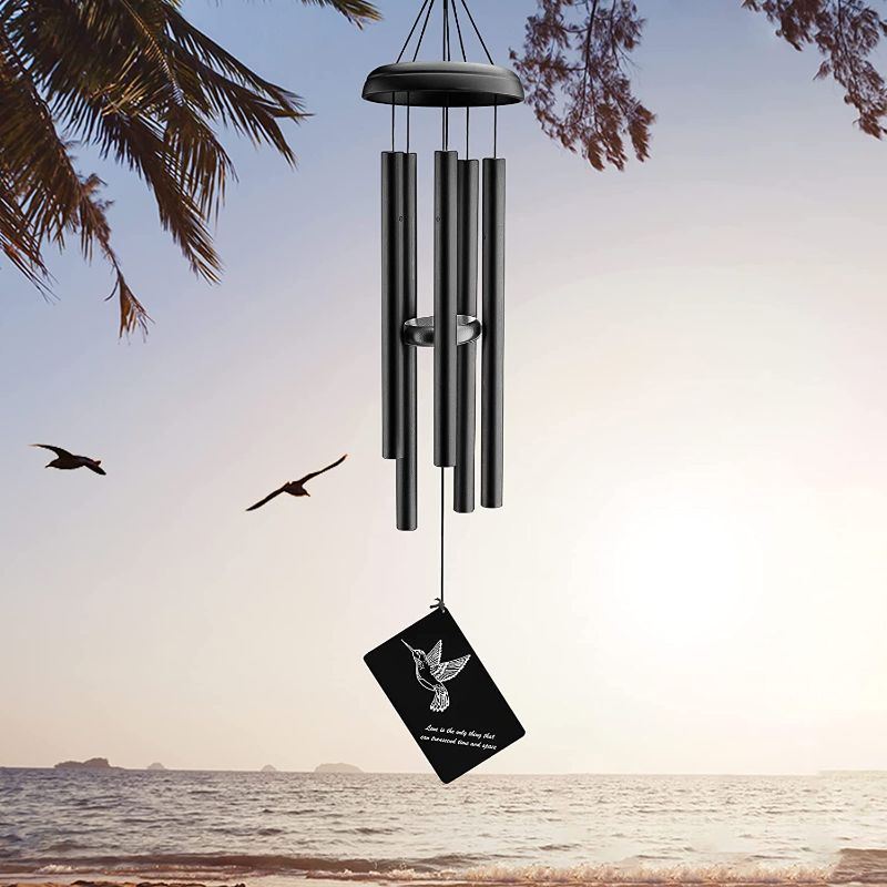 Photo 1 of ZUUKOO Memorial Wind Chimes , Gifts for Housewarming / Wedding / Anniversary / Mother Day/ Christmas, Porch / Garden Patio / Backyard Home Decor (Black)
