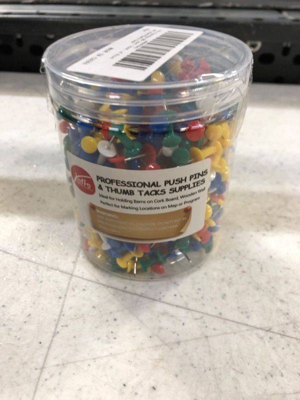 Photo 1 of Yalis Push Pins 600 Count, Standard Multicolored Thumb Tacks Steel Point and Colors Plastic Head Multi Colors