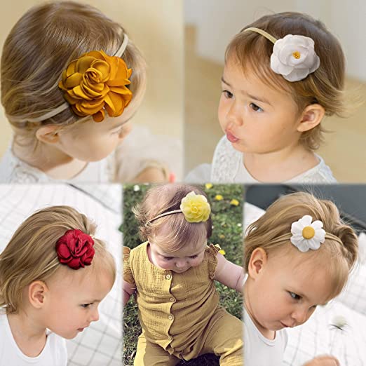 Photo 1 of Fancy Clouds Baby Girl Headbands with Bows Flowers,Soft Nylon Hair Accessories for Newborn Infant Toddler Hairbands Gifts by Fancy Clouds