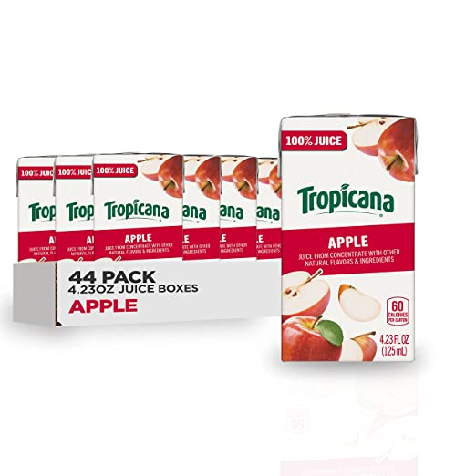 Photo 1 of Tropicana 100% Juice Box, Apple Juice, 4.23oz (Pack of 44)-- Best By 12/27/2022