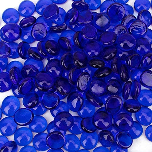 Photo 1 of [20 Pound] Fire Glass Beads Fireglass Drops for Gas Fire Pit Fireplace Cobalt Blue Luster Reflective Decorative Glass Gems Rocks Pebbles Stone for Vase Fillers Aquarium Fish Tank Decoration
