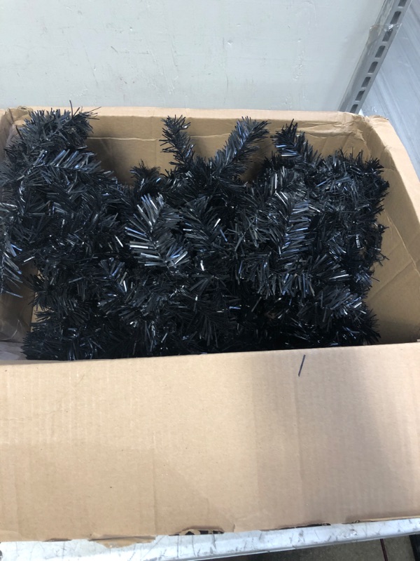 Photo 1 of  Christmas Tinsel Garland Xmas Party Metallic Tinsel Twist Garland Glitter Christmas Tree Hanging Wreath Decor for Staircase Railing Banister Indoor Outdoor Ornament (Black)
