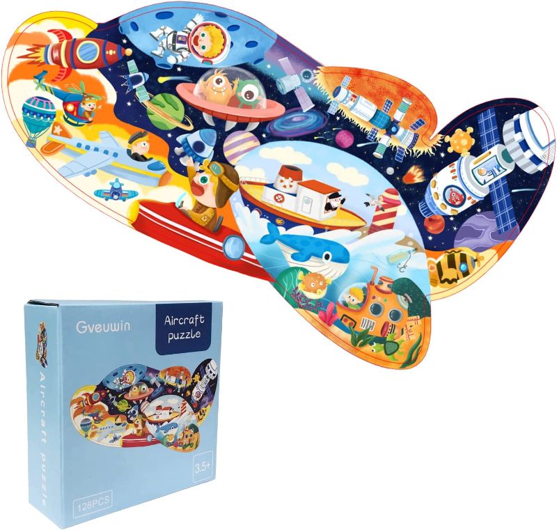 Photo 1 of 100 Pieces Jigsaw Puzzles for Kids Ages 4-8, 8-10, Spaceship Shaped Puzzles for Kids, Learning Educational Puzzles for Boys Girls Gifts