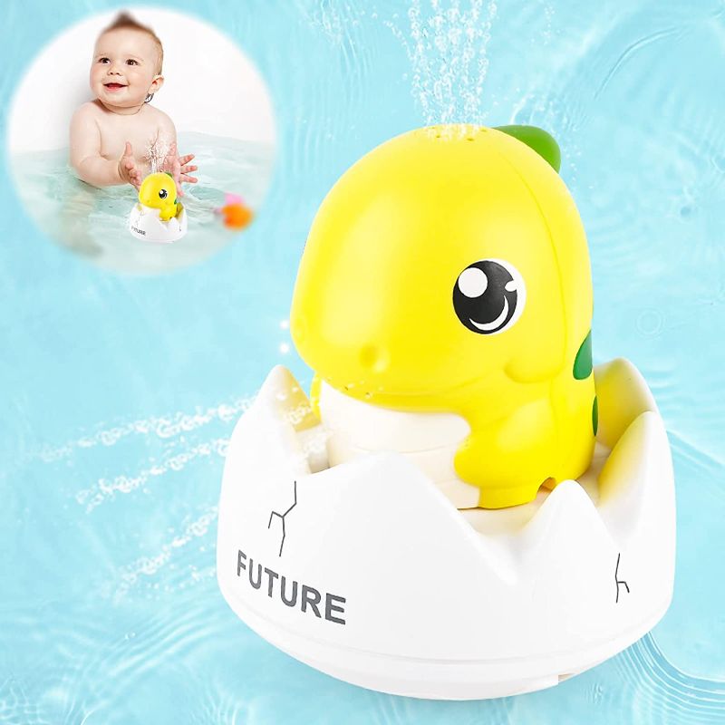 Photo 1 of Baby Bath Toys, Dinosaur Spray Swimming Pool Toy, Baby Light Up Bath Tub Toys, Waterproof Design Fun Bath Toys, Smooth Body Safety, Baby Toys for Bathtime Gift - Yellow