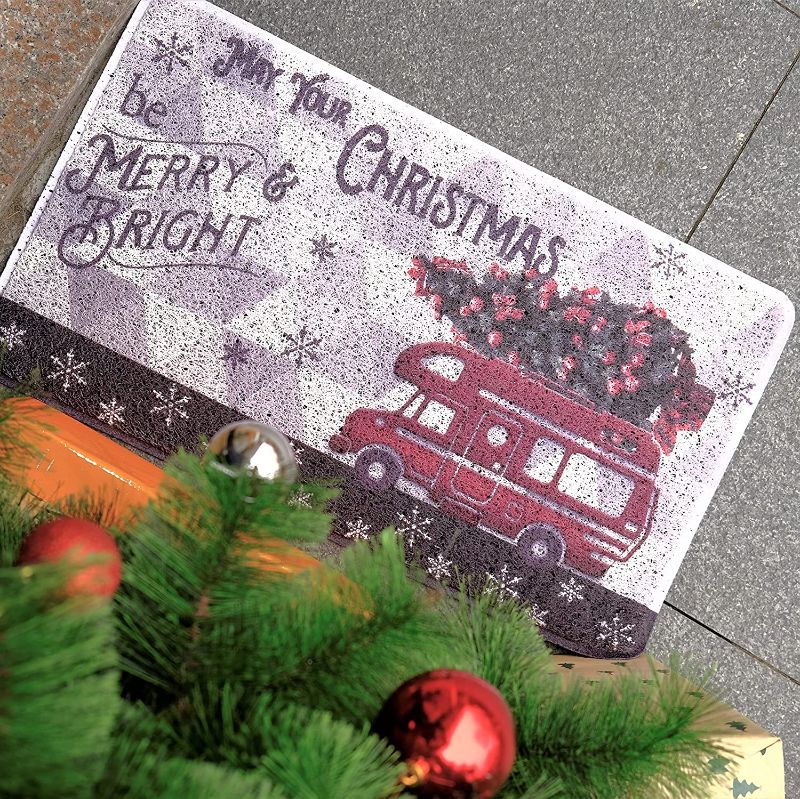 Photo 2 of 
Aucuda Christmas Door Mat Outdoor, Happy Camper Door Mats, PVC Christmas Rug, Welcome Mats Outdoor,17"x30" Winter Welcome Mat for Front Door,Trap...