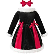 Photo 1 of AIKEIDY Toddler Baby Girl Christmas Dress Long Sleeve Velvet Black Dress Sz 9-12M