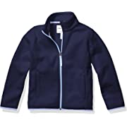 Photo 1 of Amazon Essentials Girls' Polar Fleece Full-Zip Mock Jacket, Navy/Lilac, Large