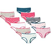 Photo 1 of Amazon Essentials Girls' Bikini Underwear, Pack of 10, Hearts/Stripes Medium