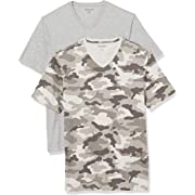 Photo 1 of Amazon Essentials Men's Slim-Fit Short-Sleeve V-Neck T-Shirt, Pack of 2 Sz S