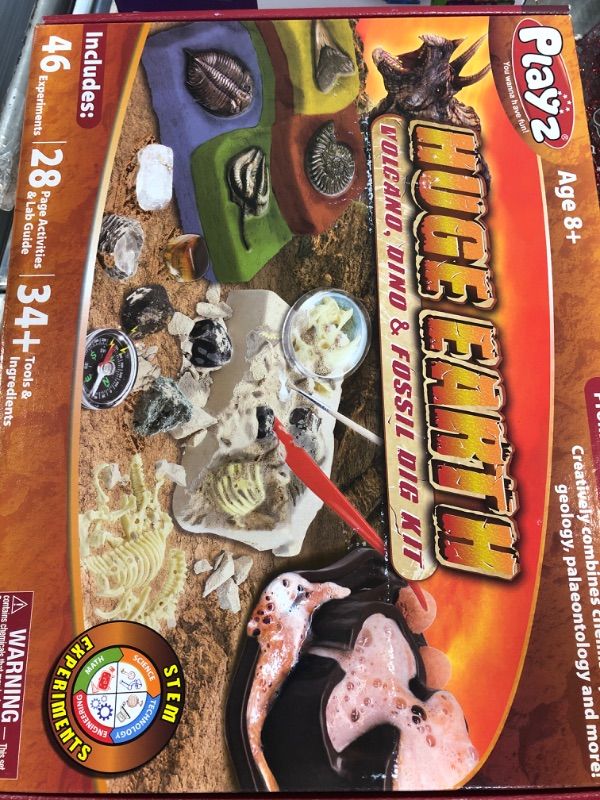 Photo 2 of Playz Huge Earth Volcano, Dinosaur & Fossil Dig Kit - Stem Science Kit for Kids Age 8 9 10 11 12 13+ Years Old - 46+ Fun & Safe Geology Experiments - Kids Toys and Craft Activities for Boys & Girls
