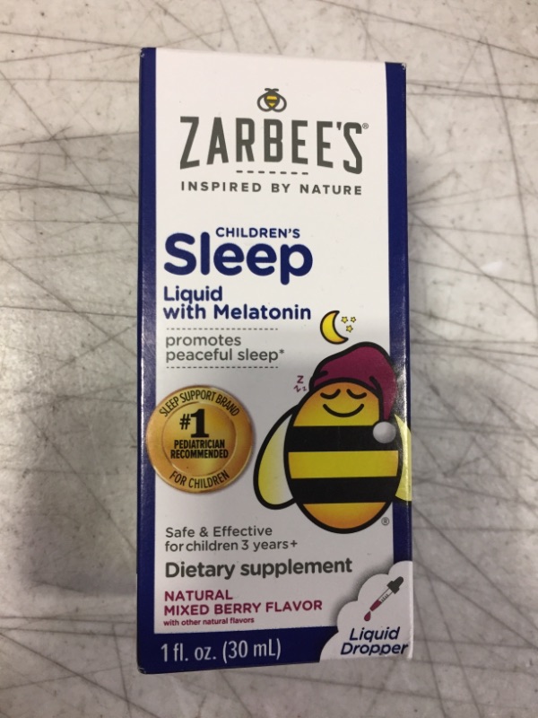 Photo 2 of Zarbee's Kids Sleep Supplement Liquid with 1mg Melatonin, Drug-Free & Effective, Easy to Take Natural Berry Flavor for Children Ages 3 and Up, 1 Fl Oz Bottle * 09/2024