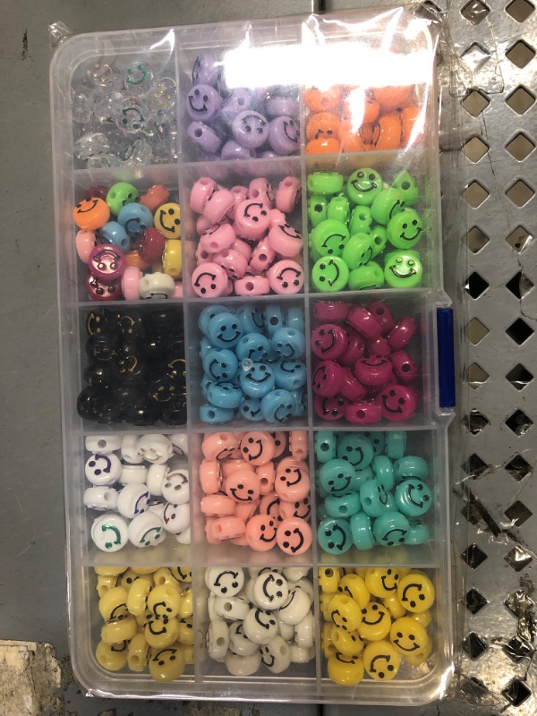 Photo 2 of 375pcs Smiley Face Beads, 10mm Happy Smiley Beads for Jewelry Making, DIY Craft Supplies, 15 Styles Colorful Smiley Face Bead style2