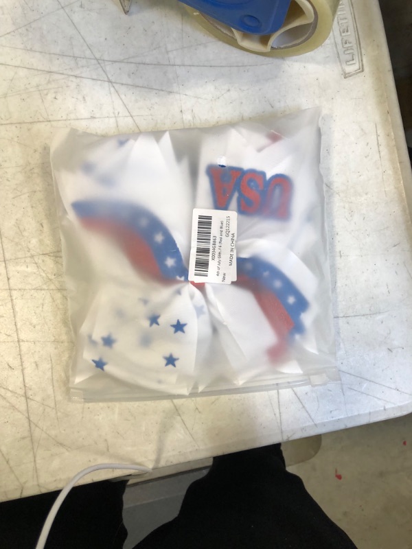 Photo 1 of 4th of July Cheer Bows For Cheerleaders, SNOWSTAR Large Cheer Pigtail Holder 6pcs USA Flag Handmade Hair Accessories For Student School College (Red and Blue)