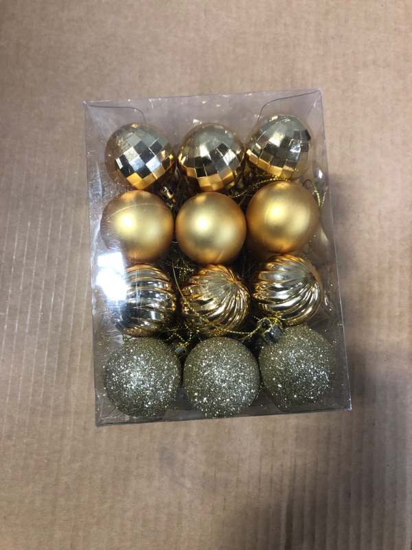 Photo 2 of 40mm/1.57" Gold Christmas Balls 36pcs Christmas Tree Ornaments Set for Xmas Tree Holiday Party Wreath Garland Decoration Ornaments