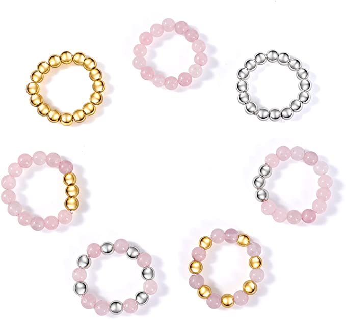 Photo 1 of BIVEI 7 Pcs Crystal Knuckle Rings for Women?Girls Stackable Elastic Rope Beads Rings Set?Chakra Healing Nature Gem Stones Joint Finger Jewelry Rings SEALED 
