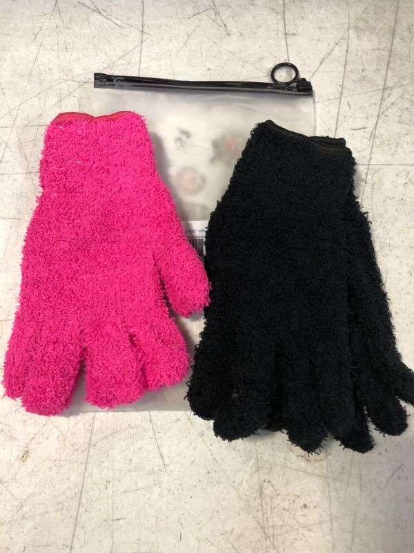 Photo 1 of 2 Pairs Microfiber Hair Dye Gloves, Fuzzy Gloves for Hair Salon Supplies, Hairstylist Reusable Microfiber Hair Color Mitt, Washable Cleaning Mittens for Kitchen House Cleaning