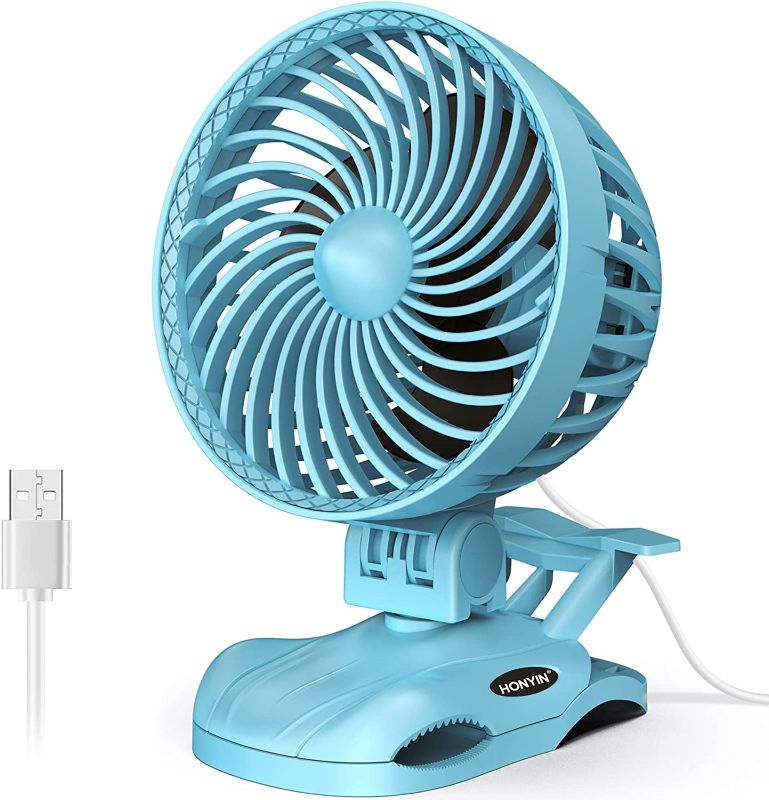 Photo 1 of HONYIN Small Clip on Fan, 6” CVT USB Desk Fan, Strong Airflow, Quiet Table Cooling Fan