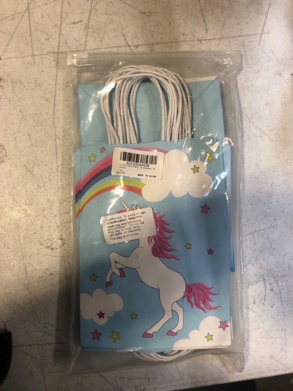 Photo 2 of 16 Packs Unicorn Party Favor Bags Unicorn Candy Bags Reusable Unicorn Treat Gift Bags with Handles for Unicorn Boys and Girls Birthday Party Supplies Baby Showers