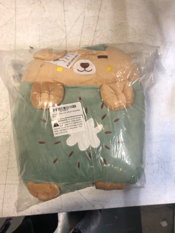 Photo 2 of Altreeak Green Kiwi Bear Plush Pillows 14" Tall | with Hand Warming Pockets and Storage Pouch | Kawaii | Super Soft Cute Stuffed Animal| Plushie Gift | Pet Plush Pillow (Kiwi Bear)