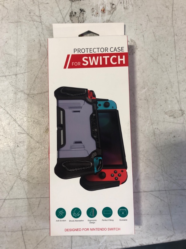 Photo 2 of LEYUSMART Dockable Protector for Nintendo Switch,(Fit for Dock/Ergonomic/Full Protection/Shock-Absorption/Anti-Scratch) Glass Screen Protector & Thumb Caps, Nintendo Switch Dockable Case ClearWhite