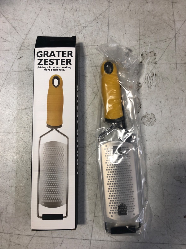 Photo 2 of  Kitchen Professional Cheese Grater Stainless Steel - Durable Rust-Proof Metal Lemon Zester Grater With Handle - Flat Handheld Grater For Cheese, Chocolate, Spices, And More