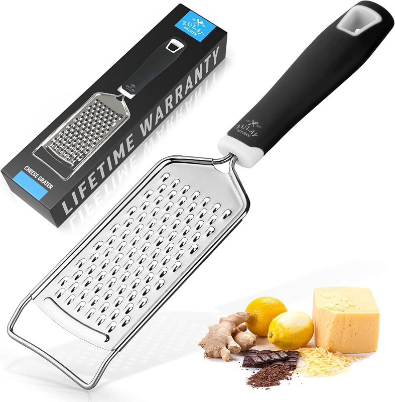 Photo 1 of  Kitchen Professional Cheese Grater Stainless Steel - Durable Rust-Proof Metal Lemon Zester Grater With Handle - Flat Handheld Grater For Cheese, Chocolate, Spices, And More