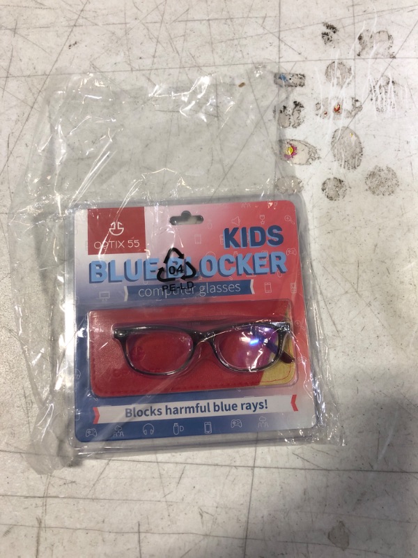 Photo 2 of Blue Light Blocking Glasses Girls & Boys | Anti Eyestrain Blue Light Glasses Kids Computer Gaming Glasses (Ages 3-10) | Flexible Grey Square Frames with Red Temples Video Phone Screen Eyeglasses