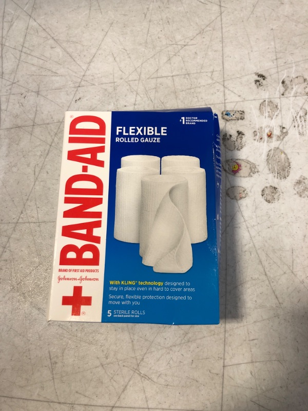 Photo 2 of Band-Aid Brand of First Aid Products Flexible Rolled Gauze Dressing for Minor Wound Care, Soft Padding and Instant Absorption, Sterile Kling Rolls, 4 Inches by 2.1 Yards, Value Pack, 5 ct