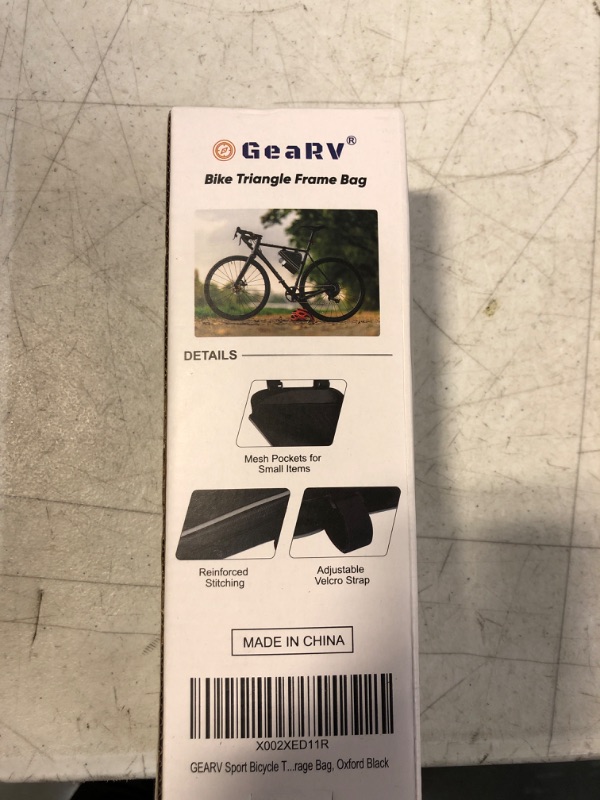 Photo 2 of GEARV Bike Accessories Triangle Bag, Bike Bags with Bike Water Bottle Holder and Reinforced PE Frame for Storage Oxford Black