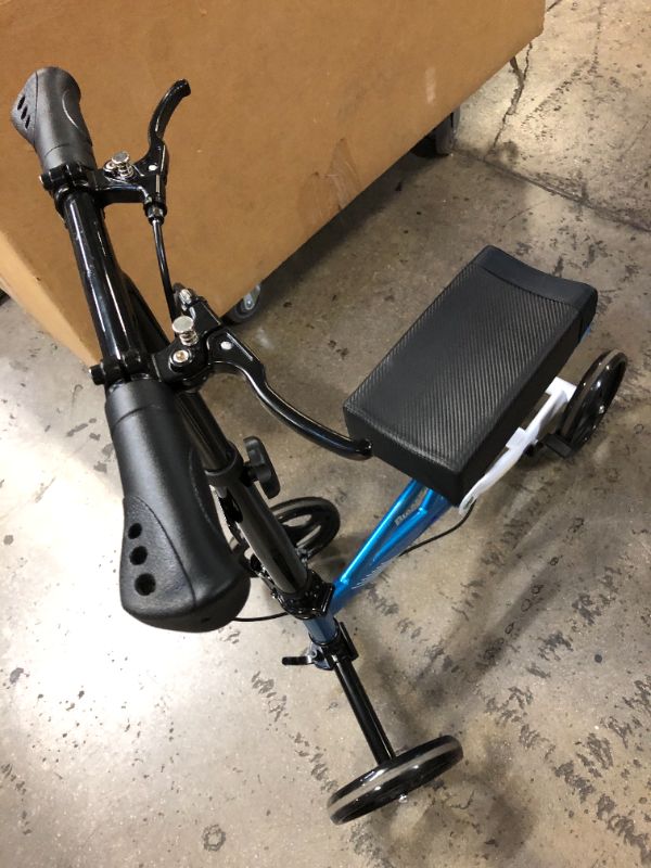 Photo 1 of BlessReach Economy Knee Scooter Steerable Knee Walker for Foot Injuries Compact Crutches with Dual Rear on-Wheel Brake and Shock Absorption Under The Knee pad Wb-2202 Blue