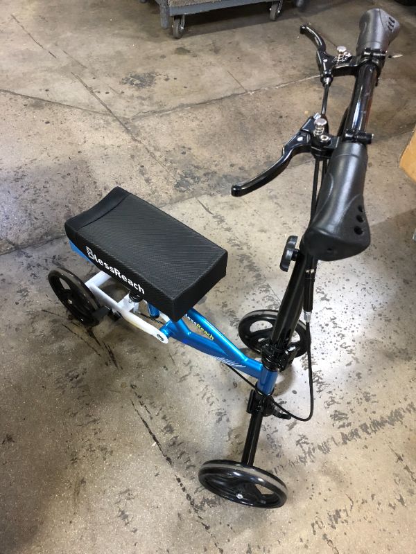 Photo 1 of BlessReach Economy Knee Scooter Steerable Knee Walker for Foot Injuries Compact Crutches with Dual Rear on-Wheel Brake and Shock Absorption Under The Knee pad Wb-2202 Blue