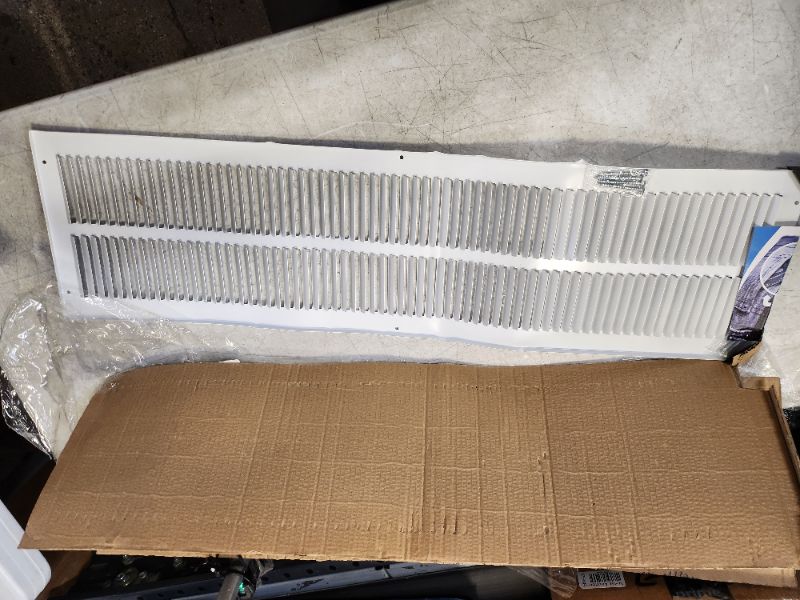 Photo 2 of 4" x 26" Return Air Grille - Sidewall and Ceiling - HVAC Vent Duct Cover Diffuser - [White] [Outer Dimensions: 5.75w X 27.75" h] 4 x 26 White